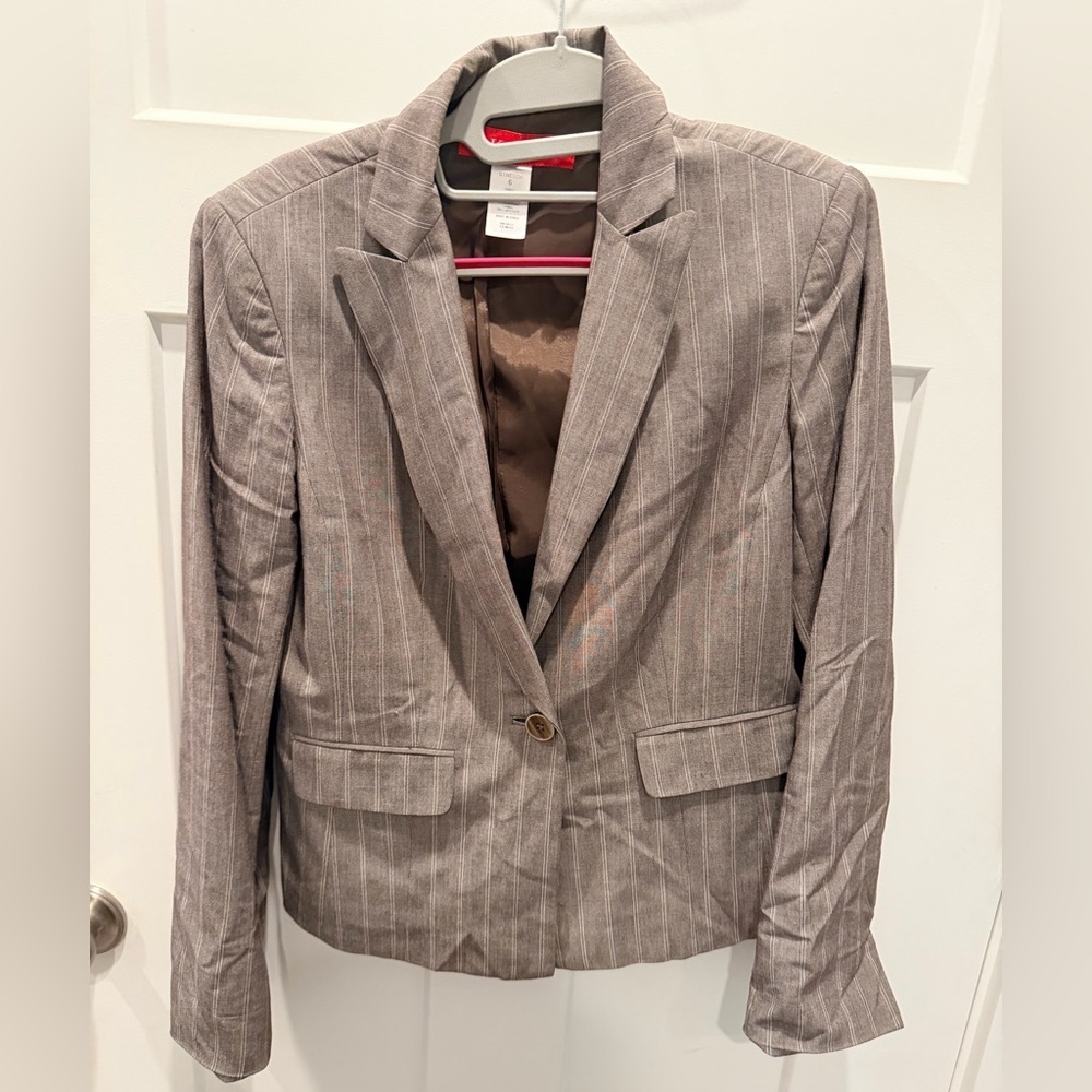 Anne Klein Pinstripe Blazer Women’s 6 Stretch Tailored Career Jacket